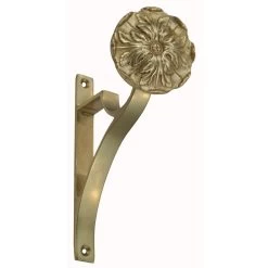Domino Brass - Curtain Rod End Bracket - Flower - Suit 19, 25, 32mm Tube