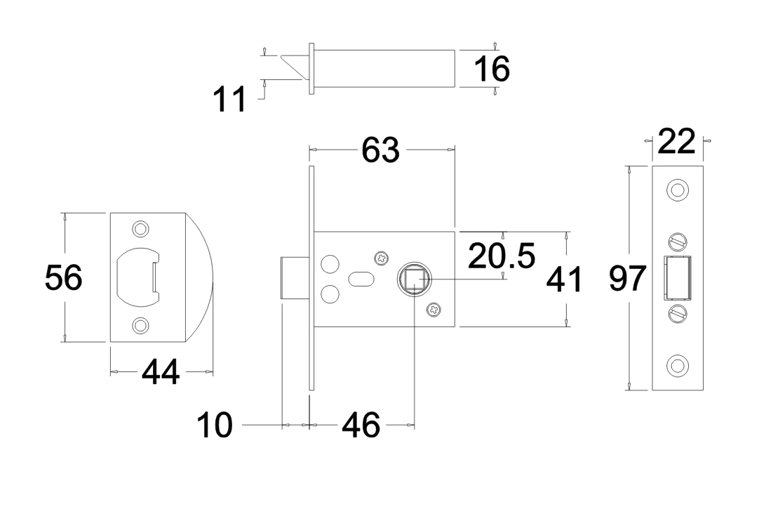 Jacksons JM46 & JM46R - Squared Mortice Latch B46mm - Rebate Available 4 Jacksons JM46 & JM46R - Squared Mortice Latch B46mm - Rebate Available - Image 2