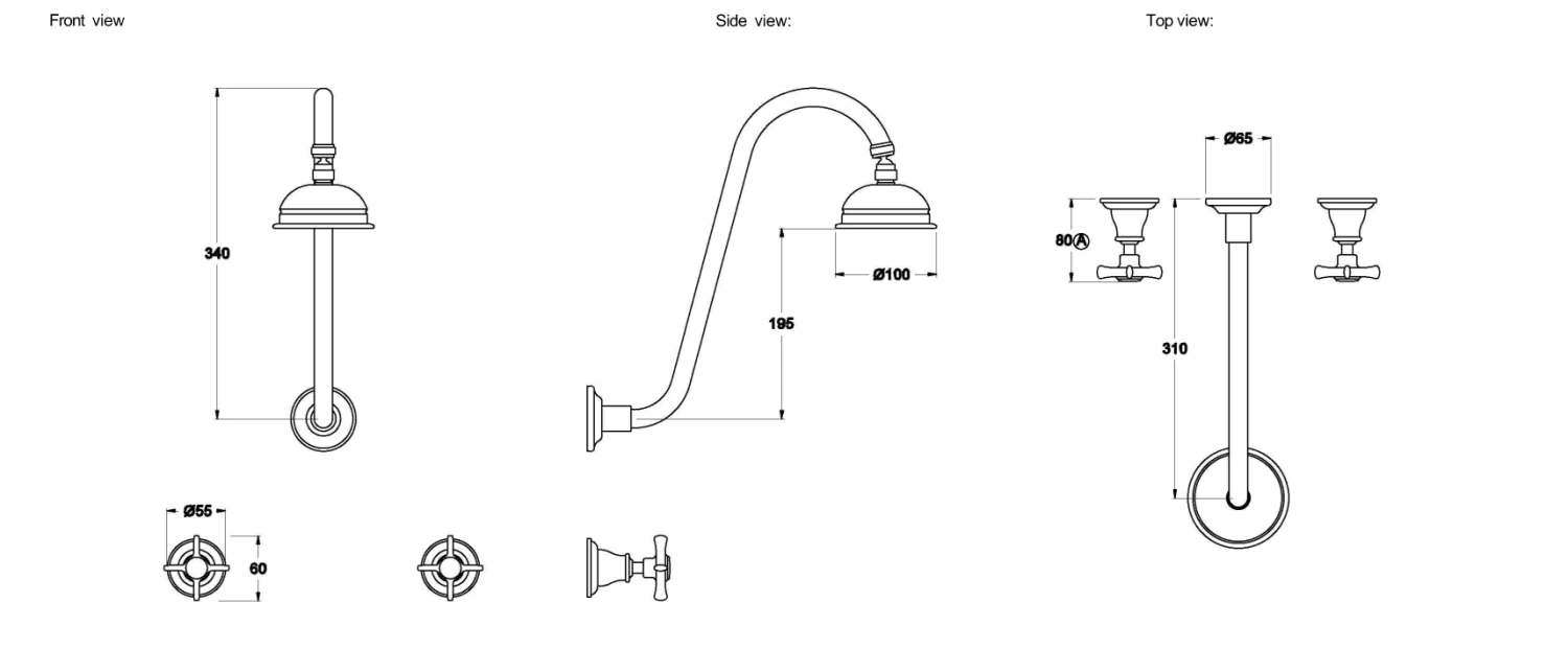 Brodware - Neu England - Extended Arm Shower Set With 100mm Rose 1.8010.02.2.01+ 8 Brodware - Neu England - Extended Arm Shower Set With 100mm Rose 1.8010.02.2.01+ - Image 6