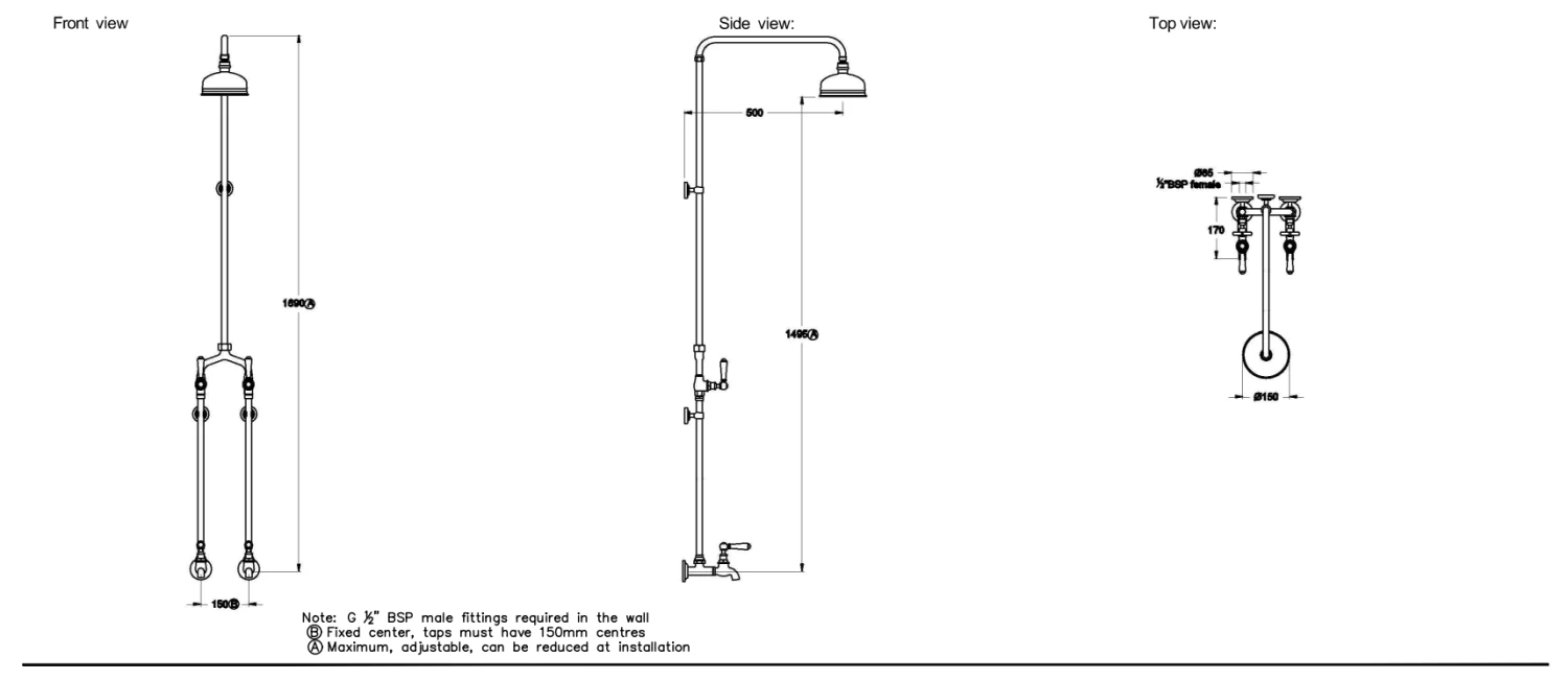 Brodware - Neu England - Exposed Bath & Shower Set 150mm 1.8017.00.2.01+ 9 Brodware - Neu England - Exposed Bath & Shower Set 150mm 1.8017.00.2.01+ - Image 7