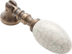 TradCo - Crazed Ivory Porcelain Teardrop Cabinet Handle DR65mm