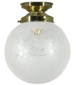 Interior Light - Sphere Sheffield Etched - Polished Brass Batten Fix