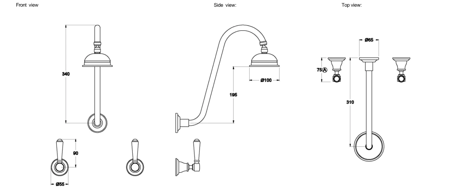 Brodware - Neu England - Extended Arm Shower Set With 100mm Rose 1.8010.02.2.01+ 9 Brodware - Neu England - Extended Arm Shower Set With 100mm Rose 1.8010.02.2.01+ - Image 7