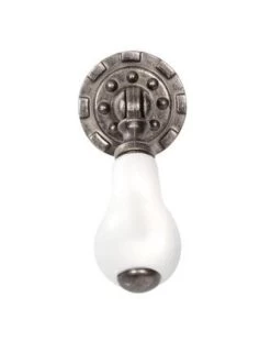 Marina Isles - French Provincial - White & Ivory Porcelain Pewter Teardrop 62mm