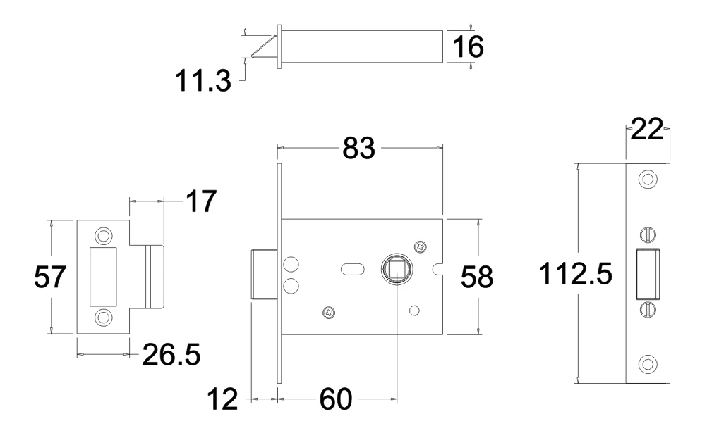 Jacksons JM60 & JM60R - Squared Mortice Latch B60mm - Rebate Available 4 Jacksons JM60 & JM60R - Squared Mortice Latch B60mm - Rebate Available - Image 2
